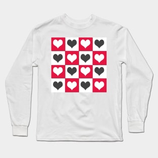 Red and black hearts on a white Long Sleeve T-Shirt